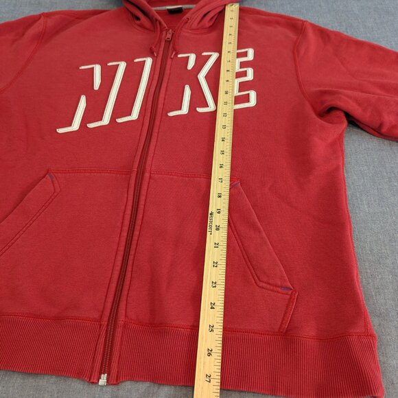 Nike Vintage Y2K Men's Red and White Full-Zip Hoodie - Size L - Picture 10 of 13
